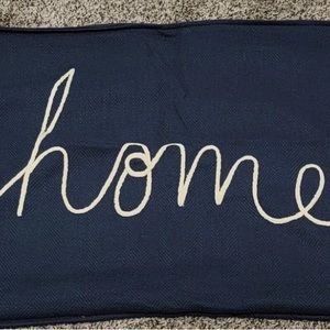 Pottery Barn HOME Sentiment Navy Blue Lumbar Pillow Cover Embroidered NEW